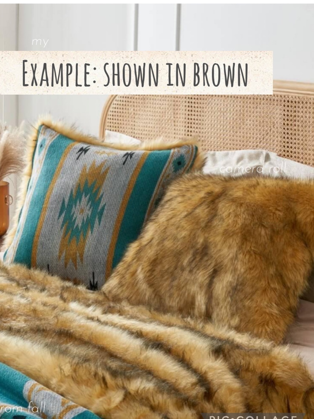 Aztec & B&W Faux Fur pillow case